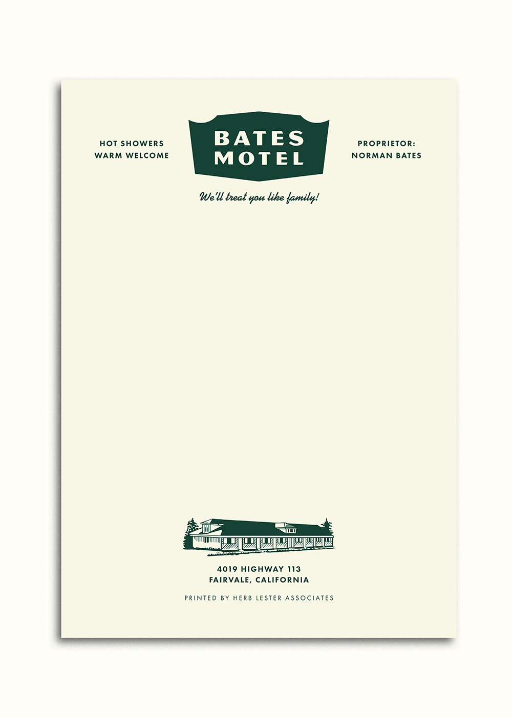 Fictional hotel notepads: Bates Motel