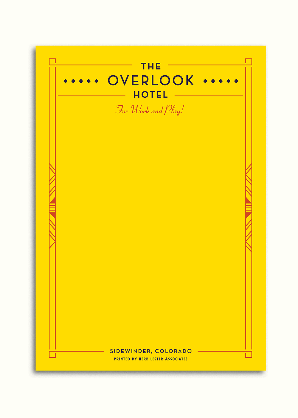 Fictional hotel notepads: The Overlook Hotel